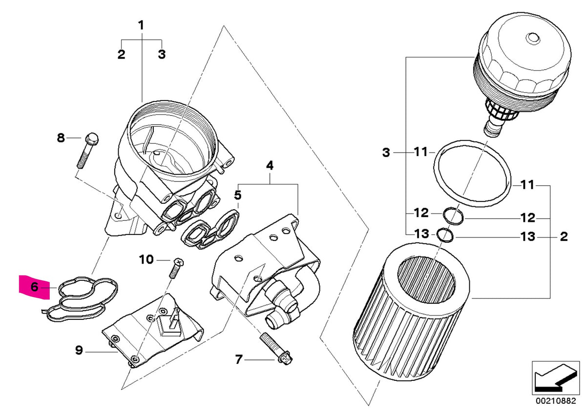 11427508971 Genuine BMW N46 Oil Filter Housing to Engine Block Gasket