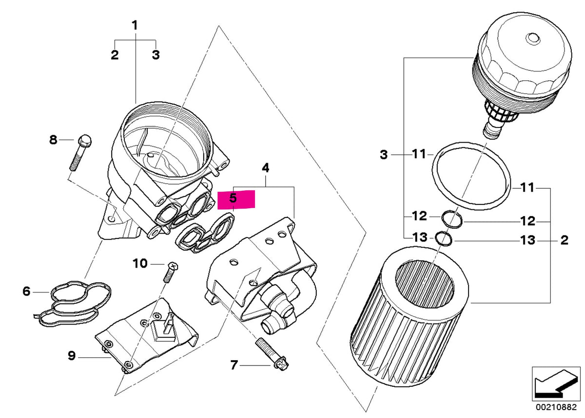 11427508970 Genuine BMW N46 Oil Filter Housing to Oil Cooler Gasket