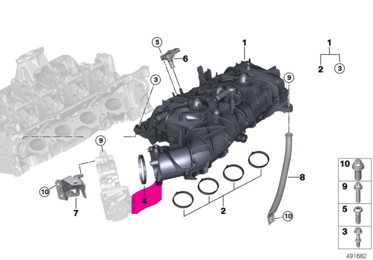 13548632344 Genuine BMW B48/B58 Throttle Body to Intake Manifold Seal