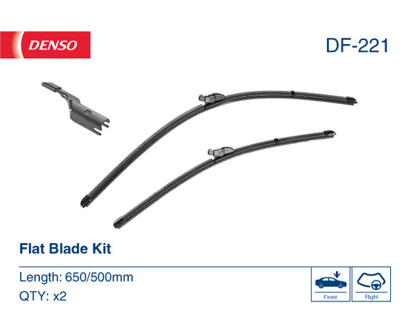 Denso DF-221 Set of Front Wiper Blades (BMW 61617469821 equivalent)