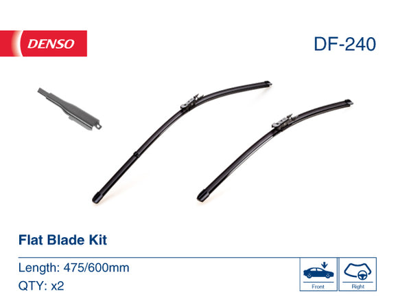 Denso DF-240 Set of Front Wiper Blades - Replaces BMW 61612159627 or Bosch A930S